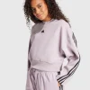 Adidas Felpa Girocollo Crop 3-Stripes Tech Viola Donna