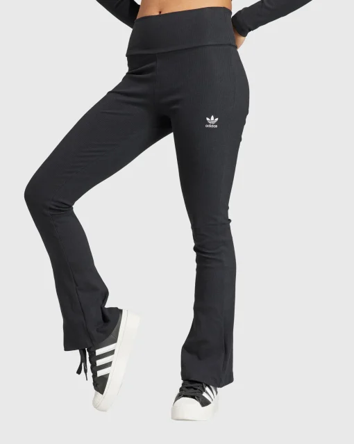 Adidas Originals Pantaloni Essentials Rib Flared Nero Donna