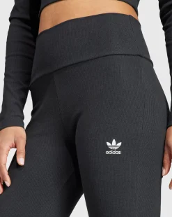 Adidas Originals Pantaloni Essentials Rib Flared Nero Donna