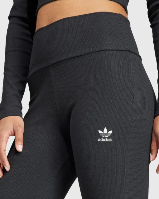 Adidas Originals Pantaloni Essentials Rib Flared Nero Donna