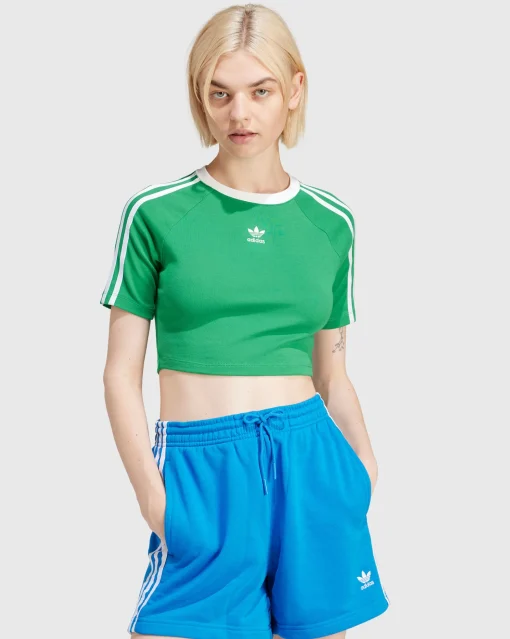 Adidas Originals T-Shirt 3-Stripes Baby Verde Donna