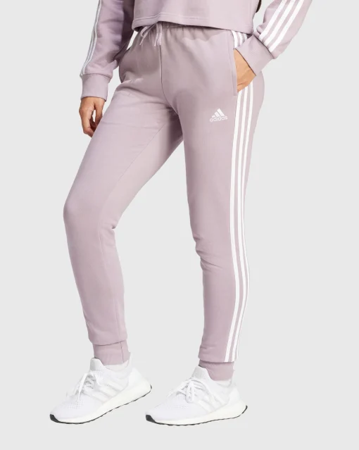 Adidas Pantaloni Essentials 3-Stripes French Terry Cuffed Rosa Donna