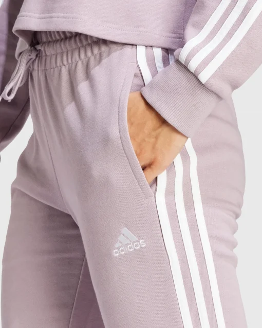 Adidas Pantaloni Essentials 3-Stripes French Terry Cuffed Rosa Donna