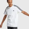 Adidas T-shirt Essentials Single Jersey 3-Stripes Bianco Uomo