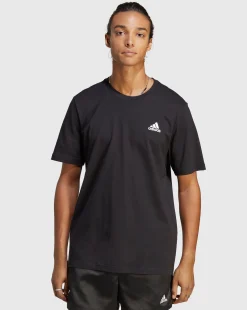 Adidas T-shirt Essentials Single Jersey Small Logo Nero Uomo