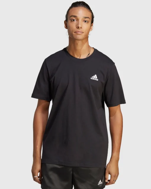Adidas T-shirt Essentials Single Jersey Small Logo Nero Uomo
