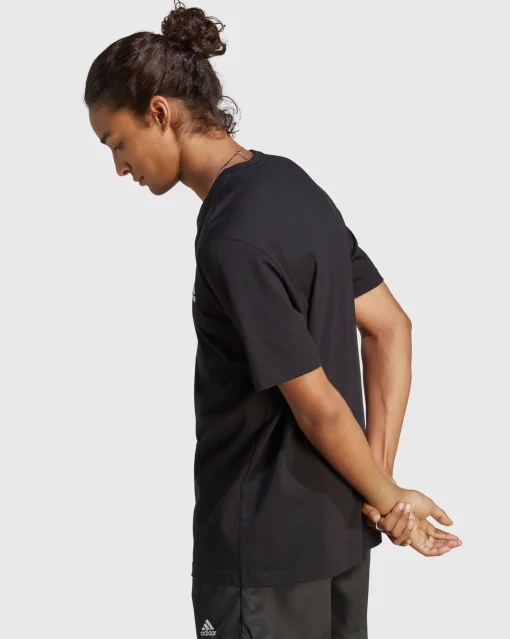 Adidas T-shirt Essentials Single Jersey Small Logo Nero Uomo