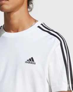 Adidas T-shirt Essentials Single Jersey 3-Stripes Bianco Uomo