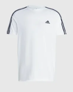 Adidas T-shirt Essentials Single Jersey 3-Stripes Bianco Uomo