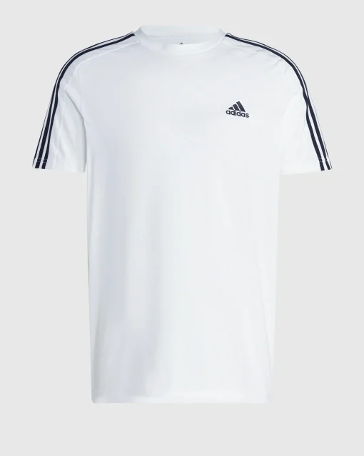 Adidas T-shirt Essentials Single Jersey 3-Stripes Bianco Uomo