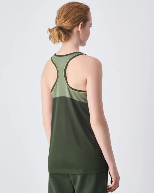 Canotta in mesh Verde Donna
