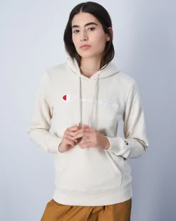 Champion Felpa Con Cappuccio Logo Grande Grigio Donna
