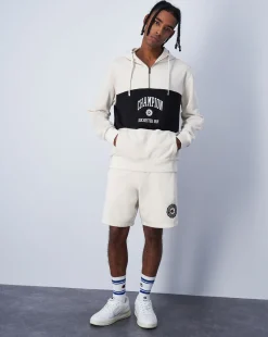 Champion Felpa Con Cappuccio Mezza Zip Bianco Uomo