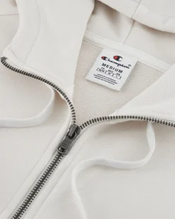 Champion Felpa Con Cappuccio Mezza Zip Bianco Uomo