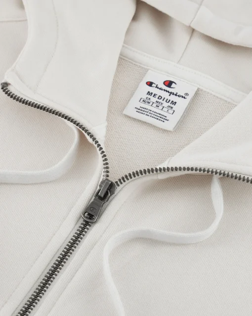 Champion Felpa Con Cappuccio Mezza Zip Bianco Uomo