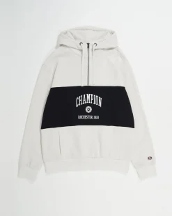 Champion Felpa Con Cappuccio Mezza Zip Bianco Uomo