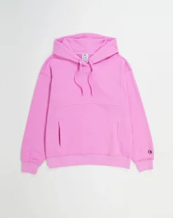 Champion Felpa Con Cappuccio Leggera Tonal Logo Rosa Donna
