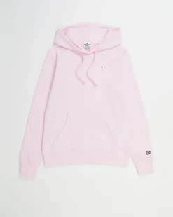 Champion Felpa Con Cappuccio Logo Piccolo Rosa Donna
