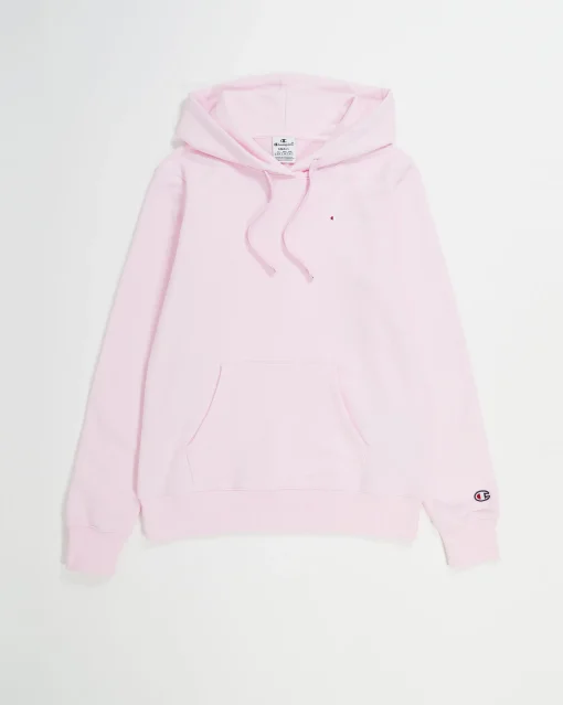 Champion Felpa Con Cappuccio Logo Piccolo Rosa Donna
