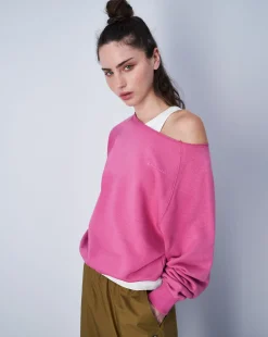 Champion Felpa Girocollo Minimalist Mini Logo Tono su Tono Viola Donna