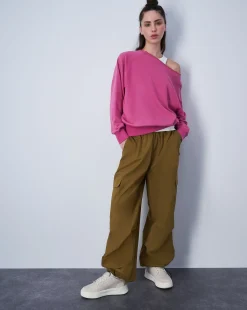 Champion Felpa Girocollo Minimalist Mini Logo Tono su Tono Viola Donna