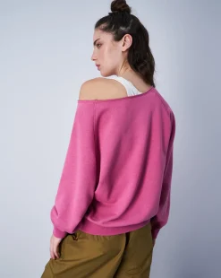 Champion Felpa Girocollo Minimalist Mini Logo Tono su Tono Viola Donna