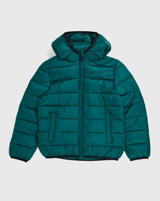 Champion Giacca Con Cappuccio Mini Logo Verde Junior