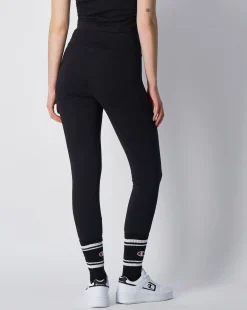 Champion Leggings Cropped Con C Logo Patch Nero Donna
