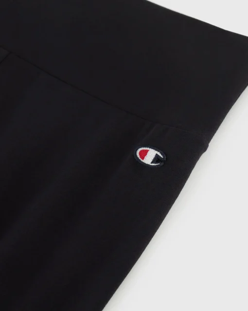 Champion Leggings Cropped Con C Logo Patch Nero Donna