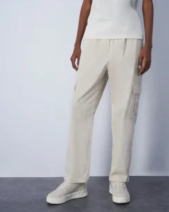 Champion Pantaloni Cargo Con C Logo Patch Grigio Donna