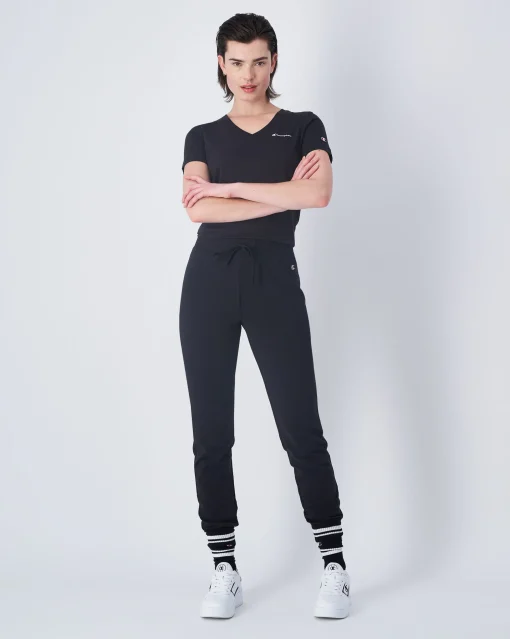 Champion Pantaloni Da Tuta C Logo Patch Nero Donna