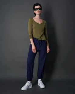 Champion Pantaloni Minimalist Con Tache e Polsino Blu Donna