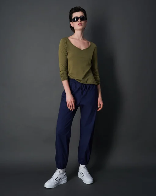 Champion Pantaloni Minimalist Con Tache e Polsino Blu Donna