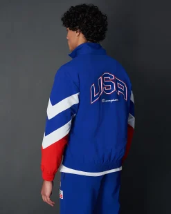Champion Top Rétro Full-Zip In Nylon Blu Uomo
