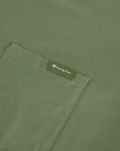 Champion T-Shirt Comfort-Fit Tonal Logo Verde Uomo