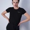 Champion T-Shirt Girocollo Con Logo Champion Piccolo Nero Donna