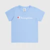 Champion T-Shirt Girocollo Icons Contrast Logo Blu Bambina