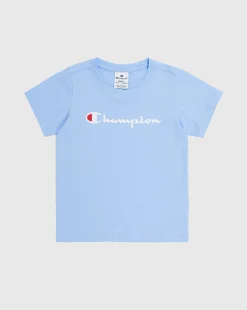 Champion T-Shirt Girocollo Icons Contrast Logo Blu Bambina