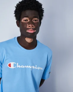 Champion T-Shirt Girocollo Icons Big Logo Blu Uomo