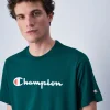 Champion T-Shirt Girocollo Con Logo Champion Grande Verde Uomo