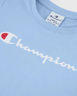 Champion T-Shirt Girocollo Icons Contrast Logo Blu Bambina