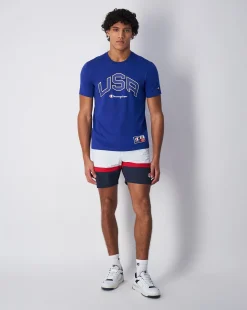 Champion T-Shirt Girocollo USA Retro Sport Blu Uomo
