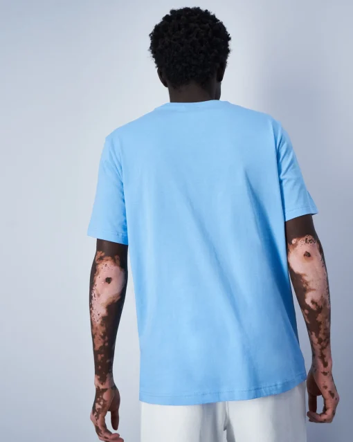 Champion T-Shirt Girocollo Icons Big Logo Blu Uomo