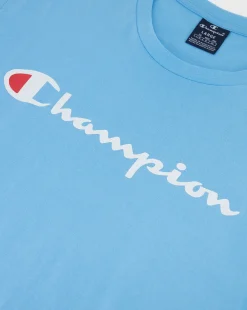 Champion T-Shirt Girocollo Icons Big Logo Blu Uomo