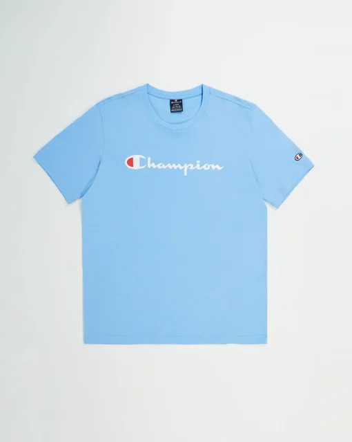 Champion T-Shirt Girocollo Icons Big Logo Blu Uomo