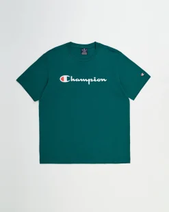 Champion T-Shirt Girocollo Con Logo Champion Grande Verde Uomo