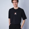 Champion T-Shirt In Cotone Con Logo Champion Nero Uomo