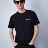 Champion T-Shirt In Cotone Con Logo Grande Nero Uomo