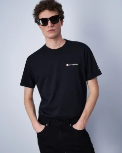Champion T-Shirt In Cotone Con Logo Grande Nero Uomo