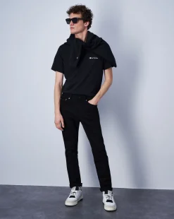 Champion T-Shirt In Cotone Con Logo Grande Nero Uomo